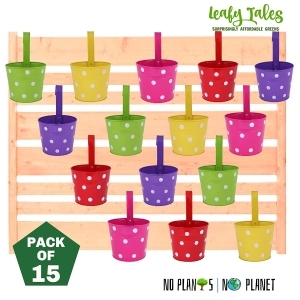 Leafy Tales Single Pot Metal Hanging Planter – Set of 15 (Rust Free – Red, Green, Yellow, Pink, Purple) – Single Hanger