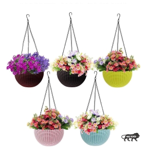 DECORVAIZ Plastic Flower Pot, Multicolour, 3 Pcs