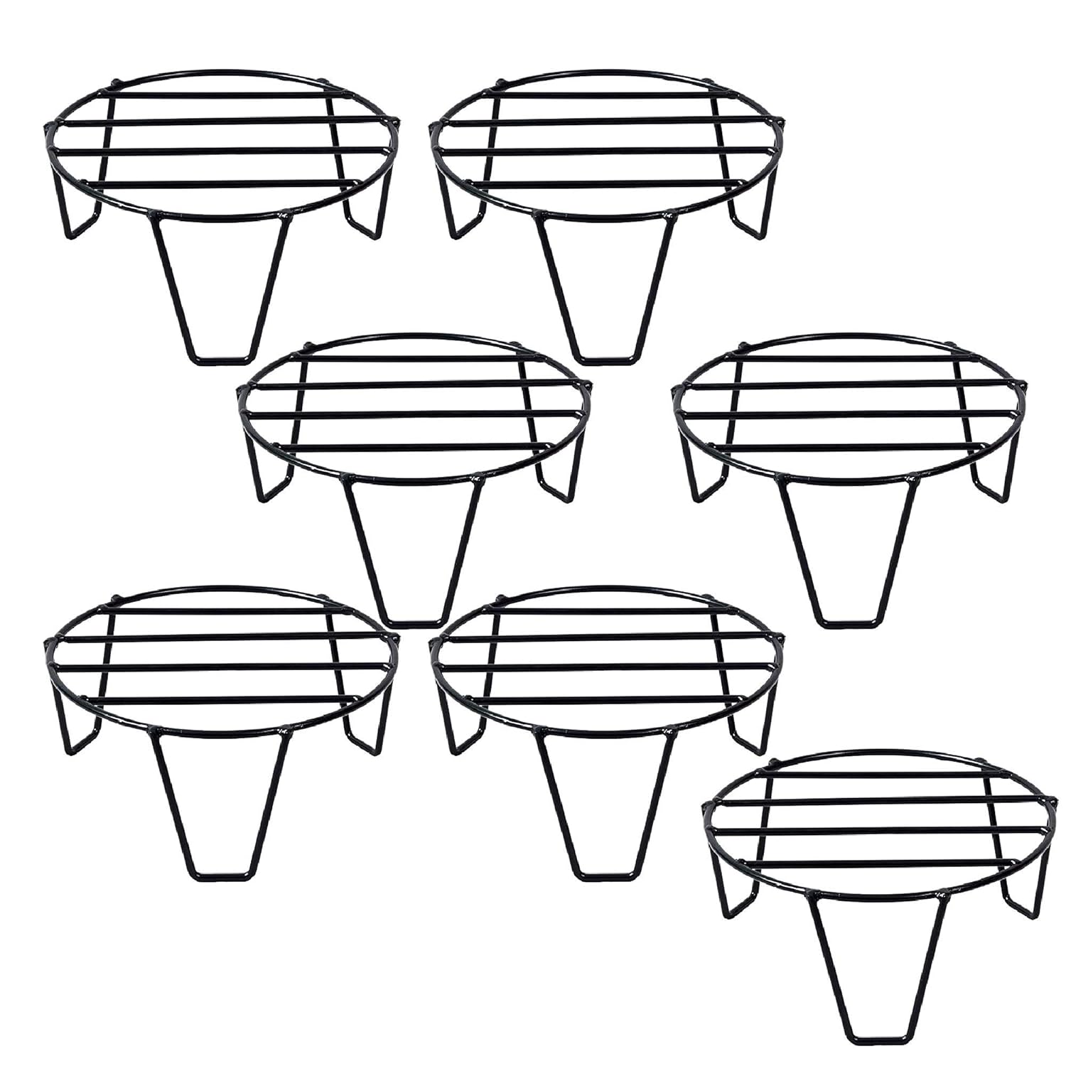 Leafy Tales Set of 11 – Iron Indoor/Outdoor Flower Pot/Plant Stand for Home Garden Balcony Living Room Decor (Black-Set of 11) Leafy Tales Round Metal Plant Stand for Outdoor Balcony Black Round Flower Pot Stand for Home Garden Heavy-Duty Iron Gamla Stand Rust-Resistant Outdoor Pot Holder - Charming Flowers